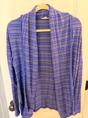Hawthorn Striped Open Cardigan in Purple and Gray